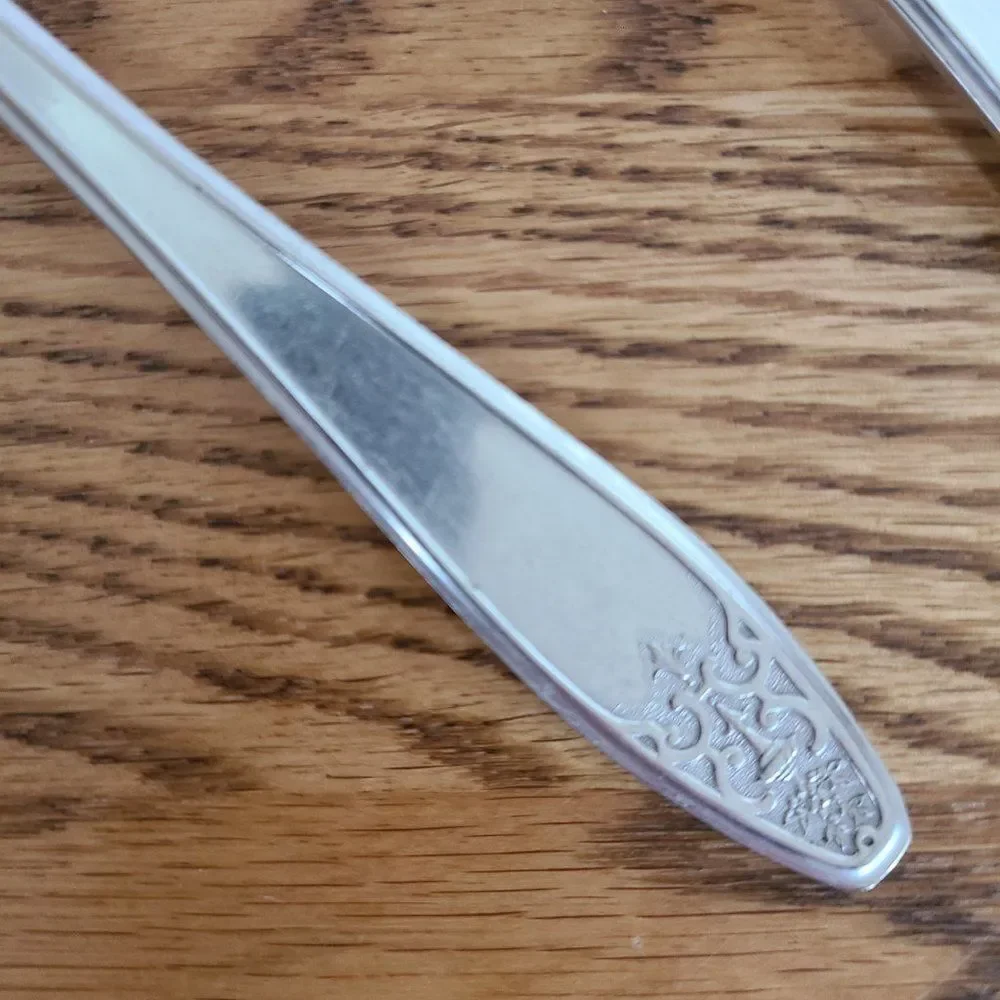 Vintage Wm. Rogers Princess Lady Doris Silver Plate Meat Fork and Serving Spoon